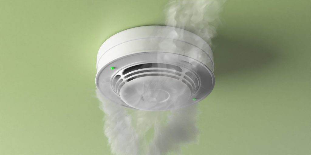 Fire detected by a smoke detector moulded